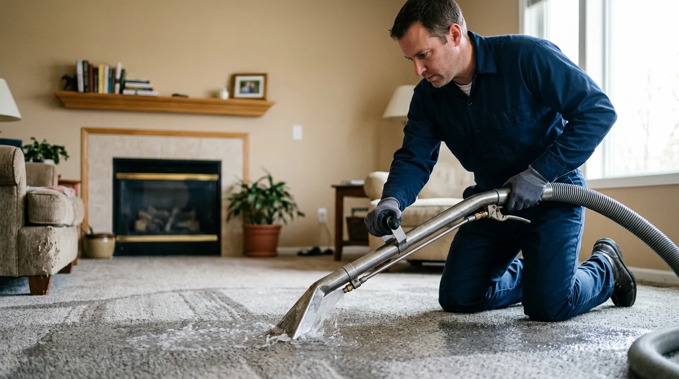 Water damage restoration technician working near Valencia, CA